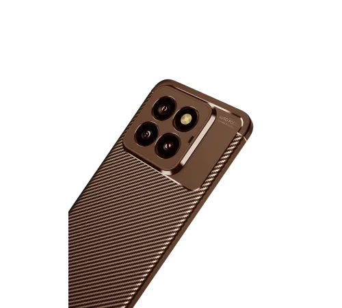 Xiaomi Mi 14T Pro Kılıf Auto Focus Karbon Kapak - Kahverengi