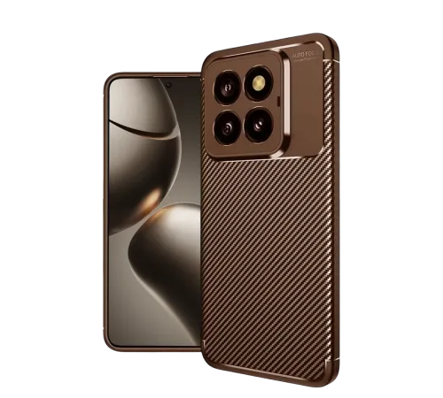 Xiaomi Mi 14T Pro Kılıf Auto Focus Karbon Kapak - Kahverengi