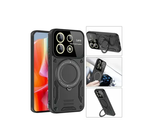 Xiaomi Redmi Note 13 Pro 5G Kılıf Joy Lens Standlı Kapak - Koyu Yeşil