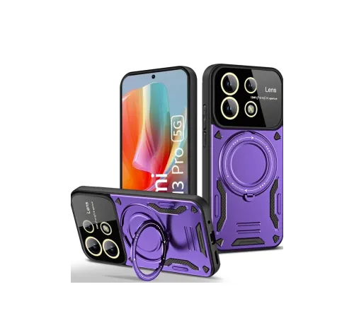 Xiaomi Redmi Note 13 Pro 5G Kılıf Joy Lens Standlı Kapak - Mor