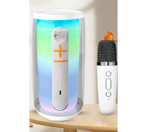 Pluse 6 Mikrofonlu RGB Kablosuz Hoparlör - Beyaz