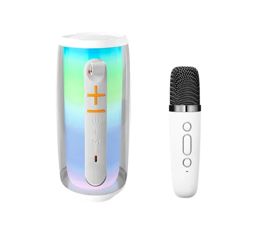 Pluse 6 Mikrofonlu RGB Kablosuz Hoparlör - Beyaz