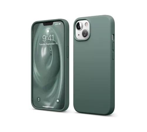 Apple iPhone 14 Kılıf First Silikon - Koyu Yeşil
