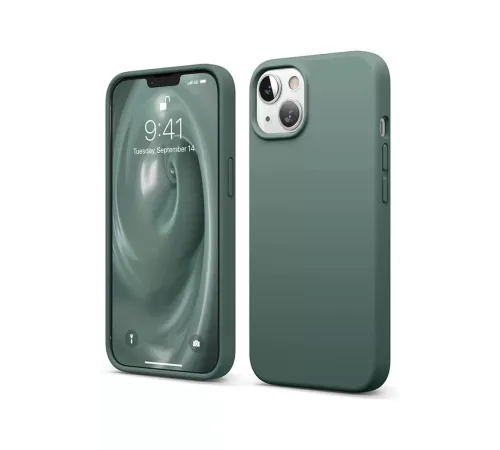 Apple iPhone 14 Kılıf First Silikon - Koyu Yeşil