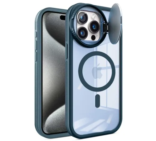 Apple iPhone 14 Pro Max Kılıf Teleskop Lens Magsafe Silikon Kapak - Lacivert