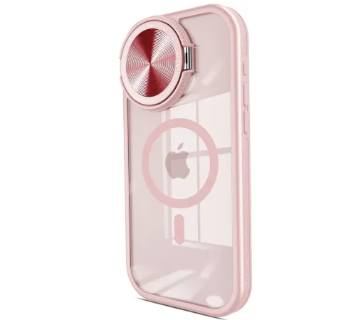 Apple iPhone 15 Pro Kılıf Teleskop Lens Magsafe Silikon Kapak - Pembe
