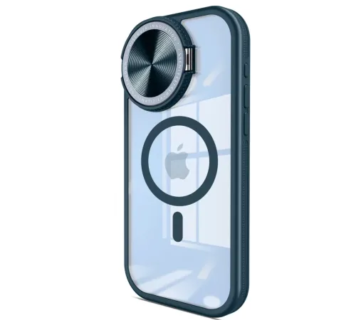 Apple iPhone 15 Pro Max Kılıf Teleskop Lens Magsafe Silikon Kapak - Lacivert