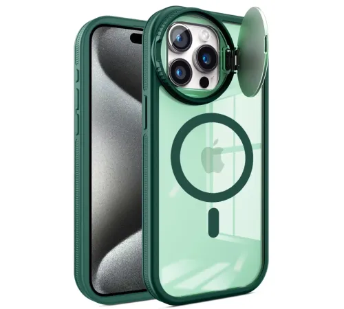 Apple iPhone 15 Pro Max Kılıf Teleskop Lens Magsafe Silikon Kapak - Koyu Yeşil