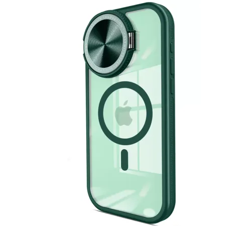 Apple iPhone 15 Pro Max Kılıf Teleskop Lens Magsafe Silikon Kapak - Koyu Yeşil