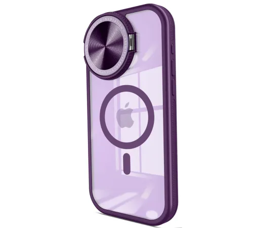 Apple iPhone 15 Pro Max Kılıf Teleskop Lens Magsafe Silikon Kapak - Derin Mor