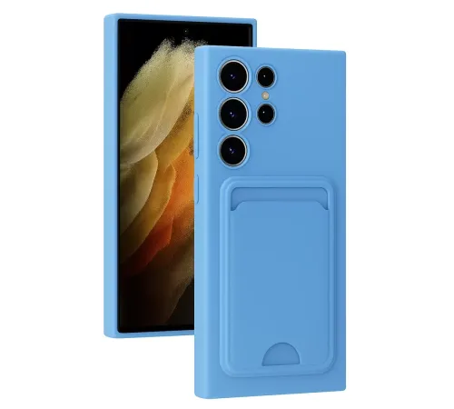 Samsung Galaxy S24 Ultra Kılıf Kelvin Kartvizitli Silikon - Mavi
