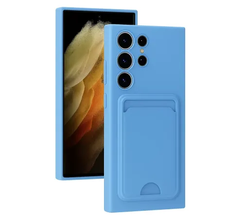 Samsung Galaxy S24 Ultra Kılıf Kelvin Kartvizitli Silikon - Mavi