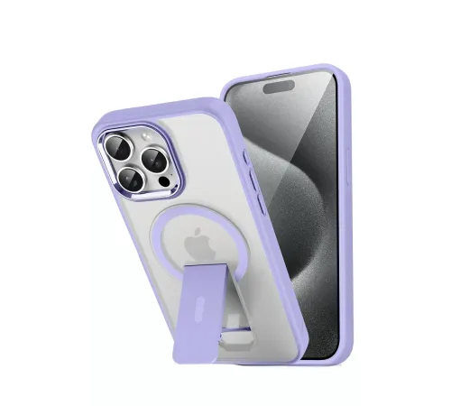 Apple iPhone 15 Pro Tork Magsafe Standlı Kapak - Lila