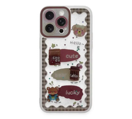 Apple iPhone 14 Pro Kılıf Sweet Desenli Silikon Kapak - Şeffaf