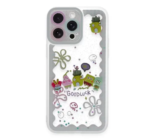 Apple iPhone 14 Pro Max Kılıf Sweet Desenli Silikon Kapak - Açık Mavi