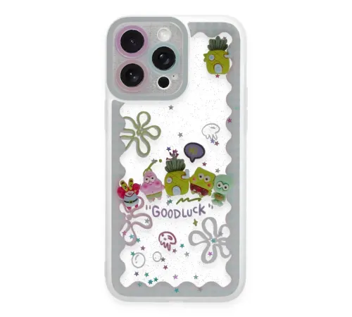 Apple iPhone 14 Pro Max Kılıf Sweet Desenli Silikon Kapak - Açık Mavi