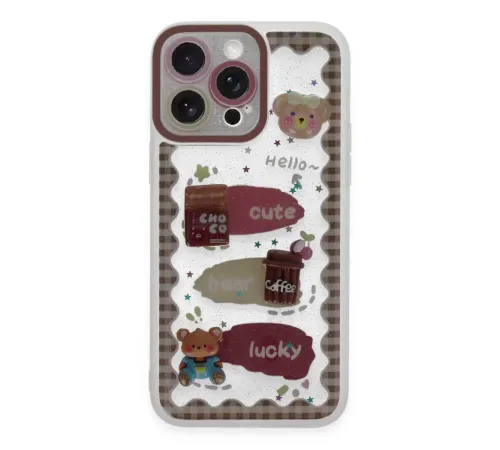 Apple iPhone 14 Pro Max Kılıf Sweet Desenli Silikon Kapak - Şeffaf