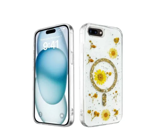 Apple iPhone 7 Kılıf Daisy Simli Magsafe Kapak - Gold