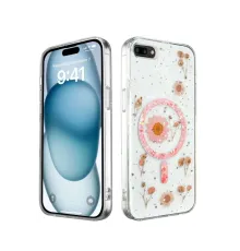 Apple iPhone 7 Plus Kılıf Daisy Simli Magsafe Kapak - Pembe