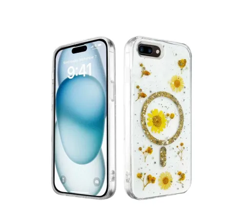 Apple iPhone 7 Plus Kılıf Daisy Simli Magsafe Kapak - Gold