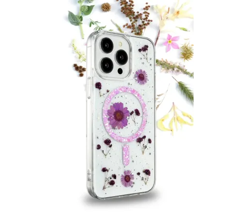Apple iPhone 14 Pro Kılıf Daisy Simli Magsafe Kapak - Siyah
