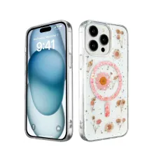 Apple iPhone 15 Pro Max Kılıf Daisy Simli Magsafe Kapak - Pembe