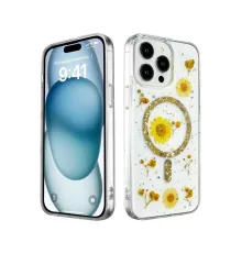 Apple iPhone 15 Pro Max Kılıf Daisy Simli Magsafe Kapak - Gold