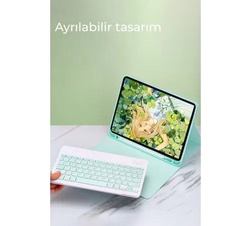 Samsung Galaxy X200 Tab A8 10.5 Kılıf KC01 Smart Klavyeli Tablet Kılıfı - Siyah