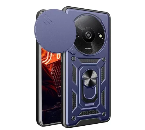 Xiaomi Redmi A3 4G Kılıf Pars Lens Yüzüklü Silikon - Lacivert