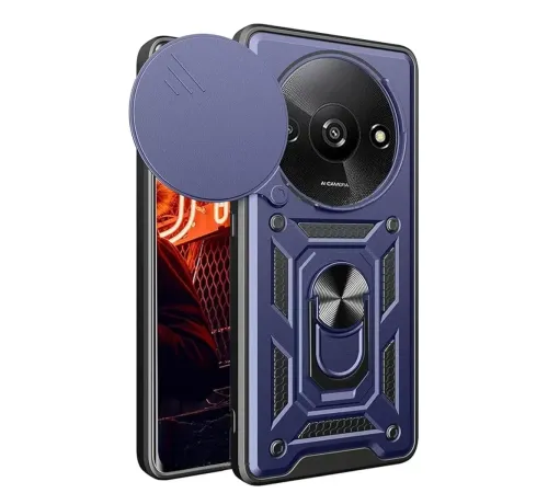 Xiaomi Redmi A3 4G Kılıf Pars Lens Yüzüklü Silikon - Lacivert