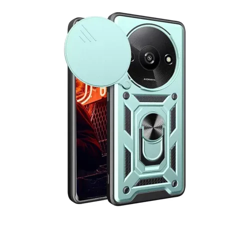 Xiaomi Redmi A3 4G Kılıf Pars Lens Yüzüklü Silikon - Yeşil