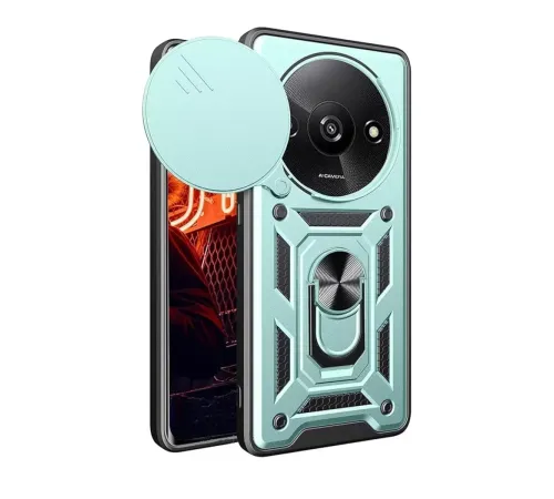 Xiaomi Redmi A3 4G Kılıf Pars Lens Yüzüklü Silikon - Yeşil