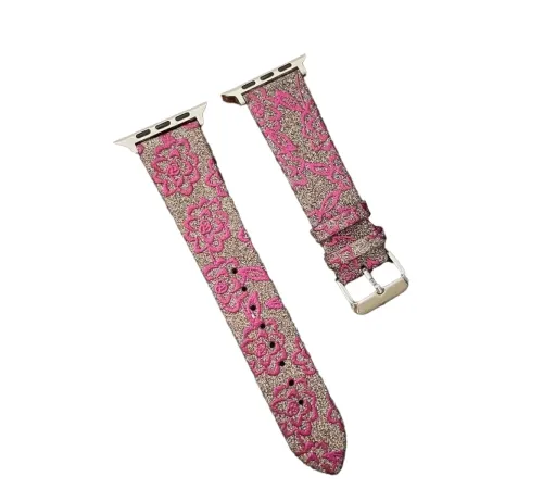 Apple Watch 42mm Creeper Desenli Kordon - Pembe