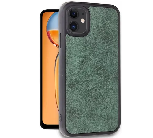 Apple iPhone 11 Kılıf Aras Deri Kapak - Koyu Yeşil