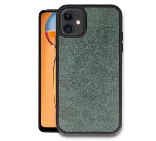 Apple iPhone 11 Kılıf Aras Deri Kapak - Koyu Yeşil