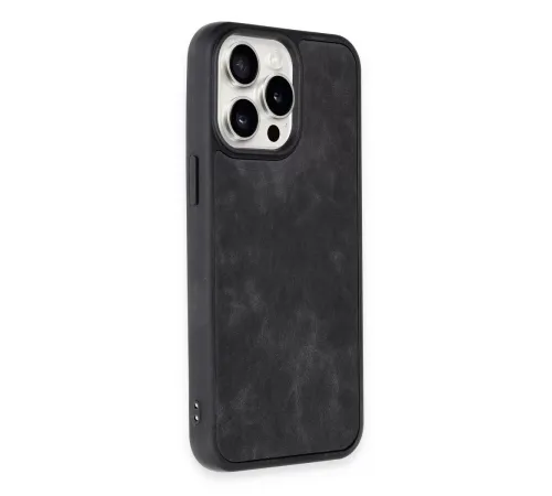Apple iPhone 14 Pro Max Kılıf Aras Deri Kapak - Siyah