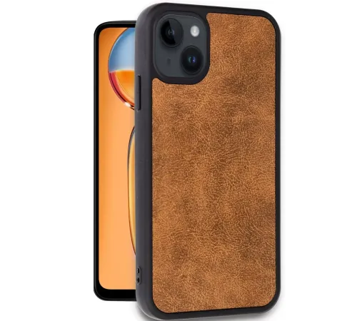 Apple iPhone 15 Kılıf Aras Deri Kapak - Taba