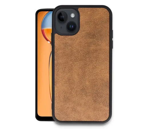 Apple iPhone 15 Kılıf Aras Deri Kapak - Taba