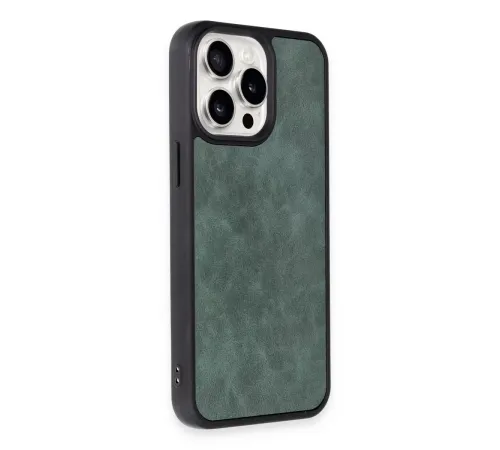 Apple iPhone 15 Pro Max Kılıf Aras Deri Kapak - Koyu Yeşil