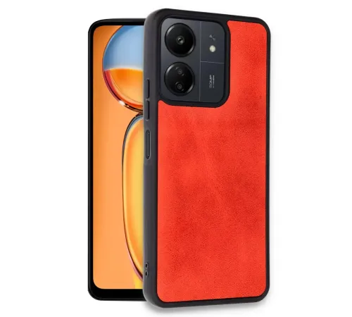 Xiaomi Redmi 13C Kılıf Aras Deri Kapak - Kırmızı