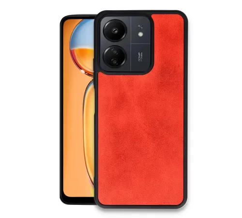 Xiaomi Redmi 13C Kılıf Aras Deri Kapak - Kırmızı