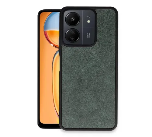 Xiaomi Redmi 13C Kılıf Aras Deri Kapak - Koyu Yeşil