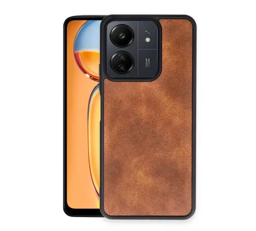 Xiaomi Redmi 13C Kılıf Aras Deri Kapak - Taba