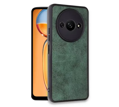 Xiaomi Redmi A3 4G Kılıf Aras Deri Kapak - Koyu Yeşil