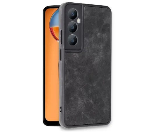Realme C65 Kılıf Aras Deri Kapak - Siyah