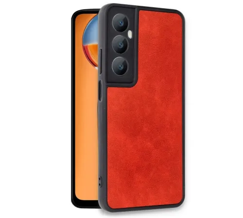 Realme C65 Kılıf Aras Deri Kapak - Kırmızı