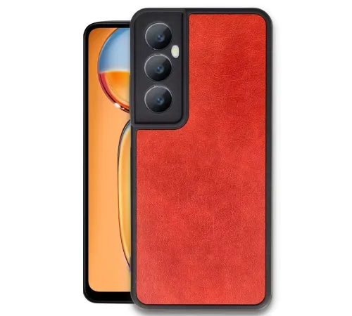 Realme C65 Kılıf Aras Deri Kapak - Kırmızı