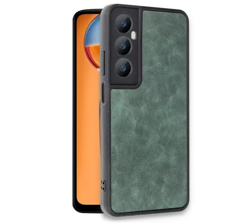 Realme C65 Kılıf Aras Deri Kapak - Koyu Yeşil