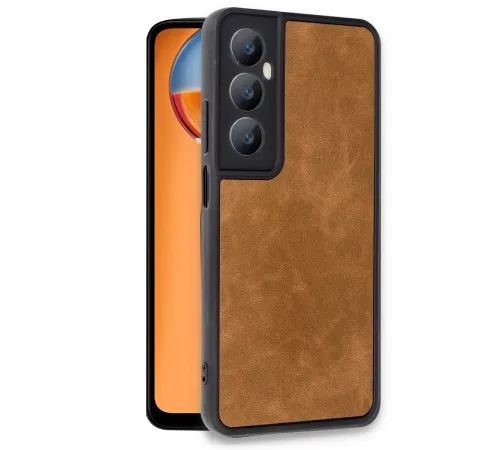Realme C65 Kılıf Aras Deri Kapak - Taba