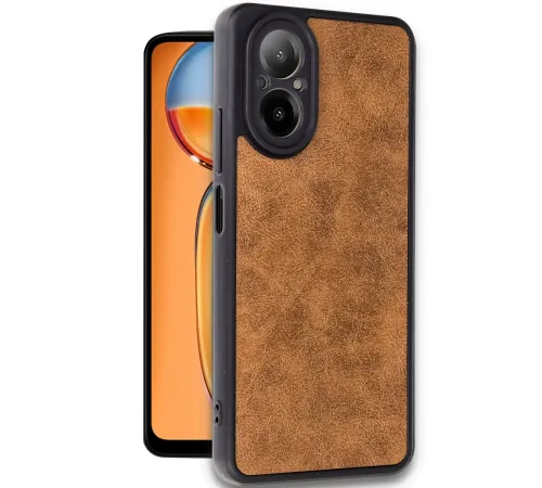 Realme 12 Lite Kılıf Aras Deri Kapak - Taba